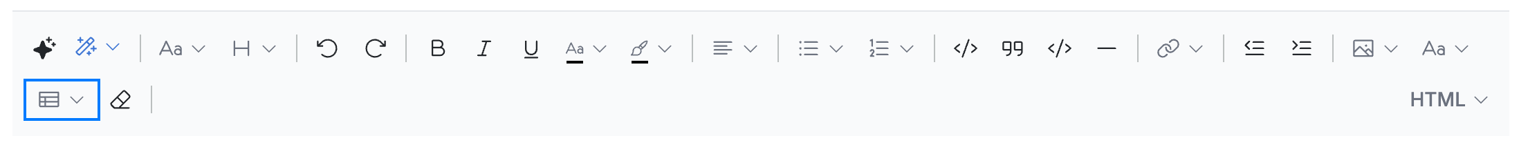 Step 1 — Open the table tool