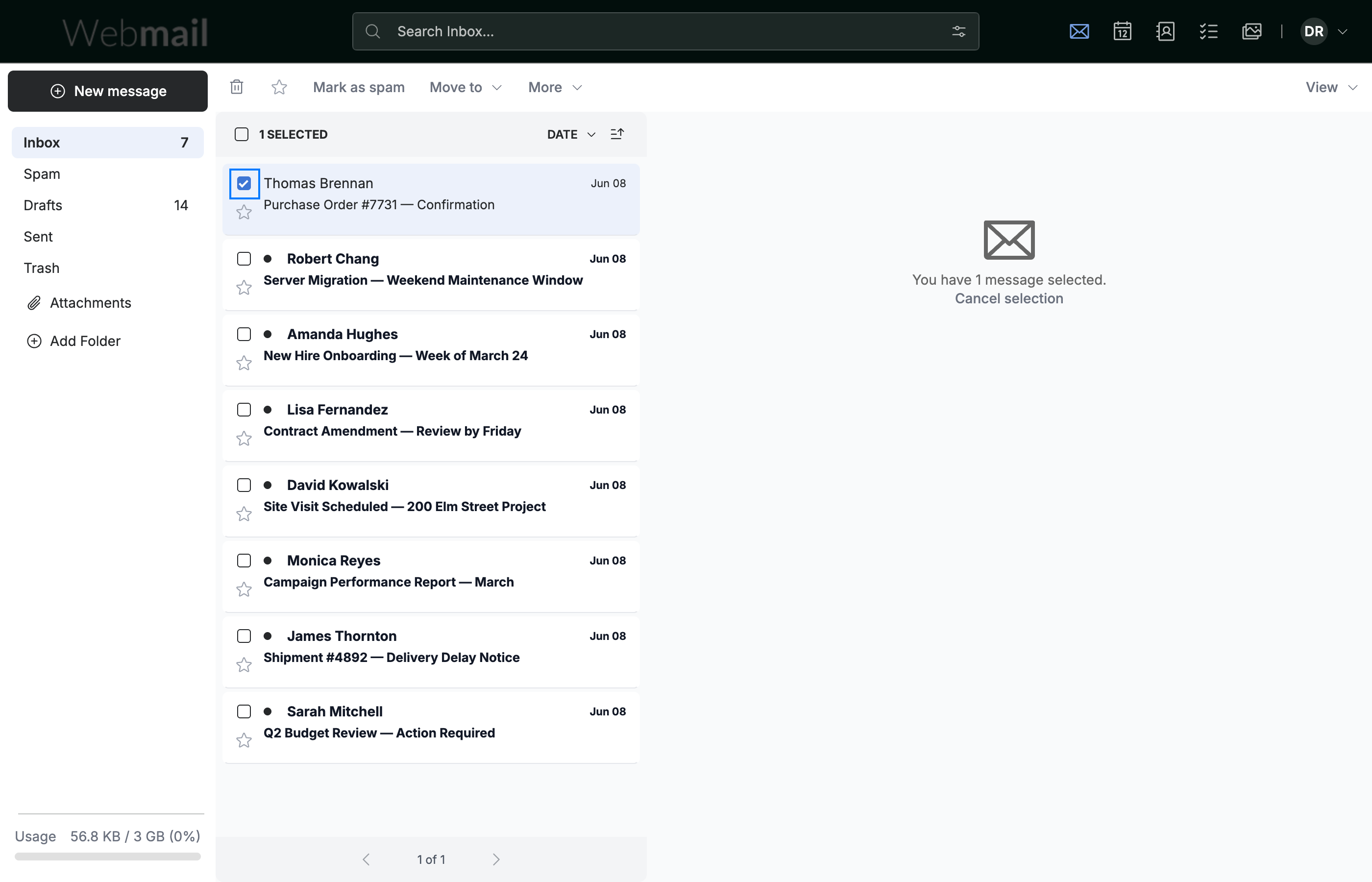 Step 1 — Select a message