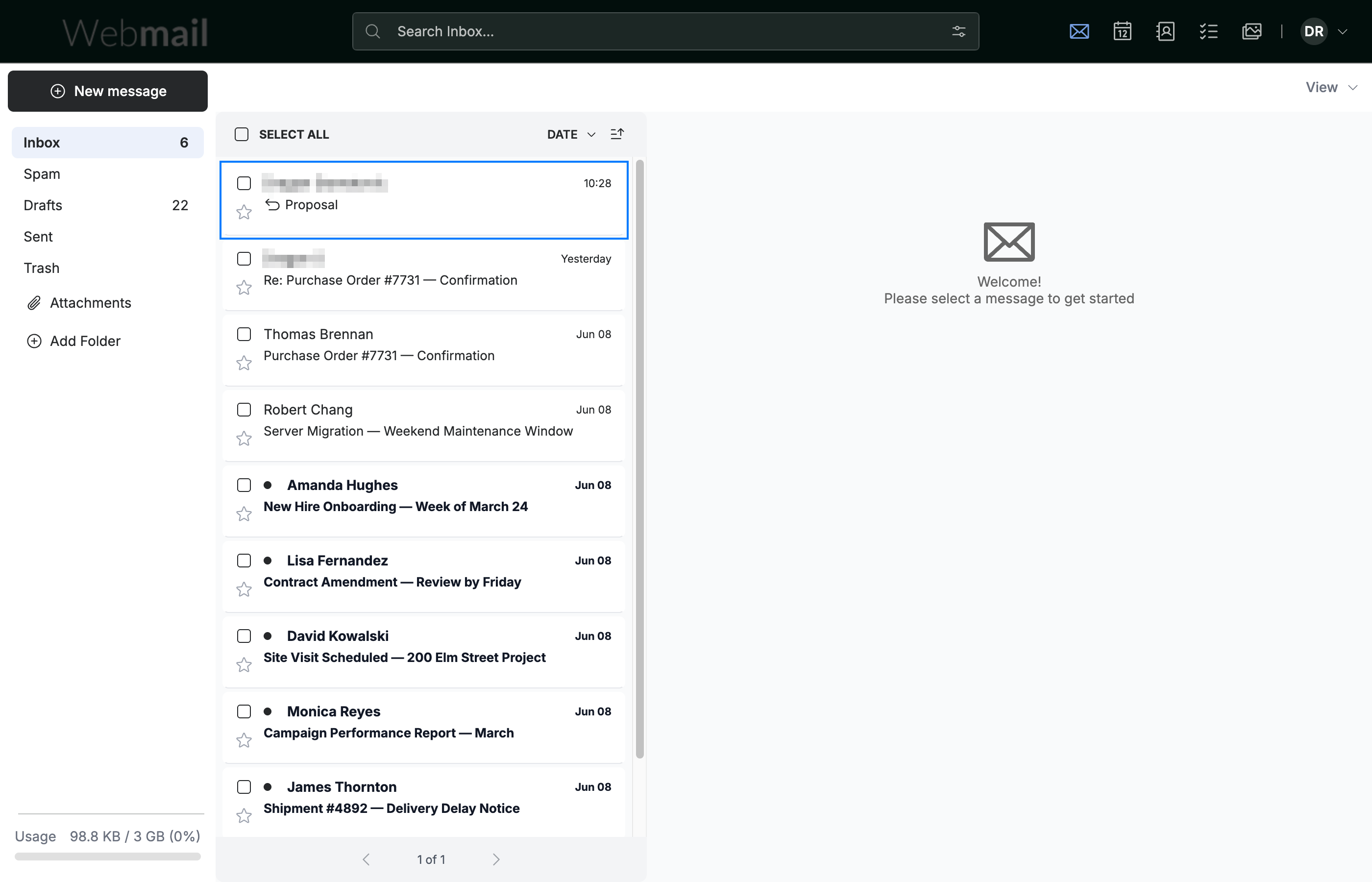 Step 1 — Open an email