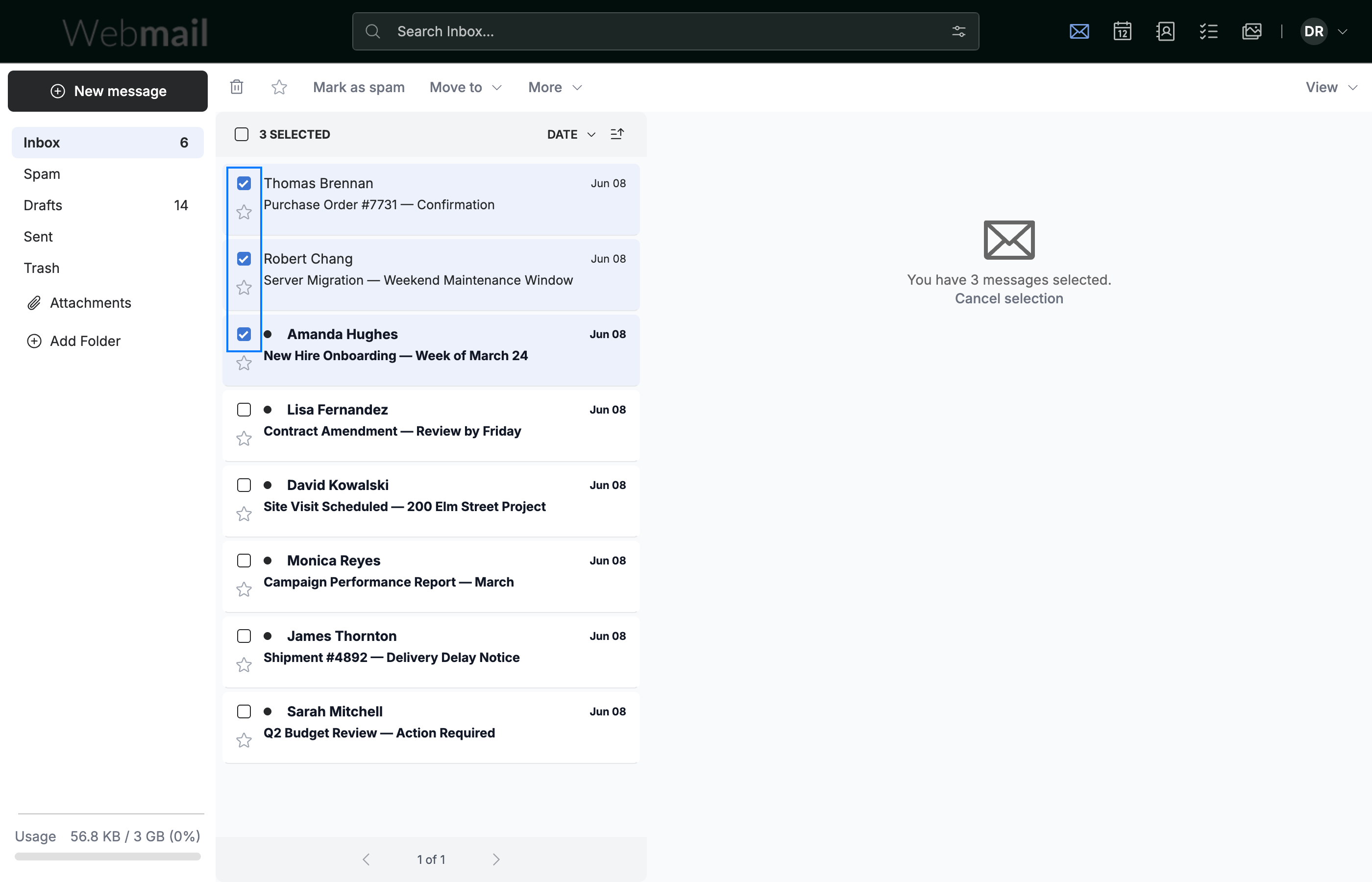 Step 1 — Select multiple messages