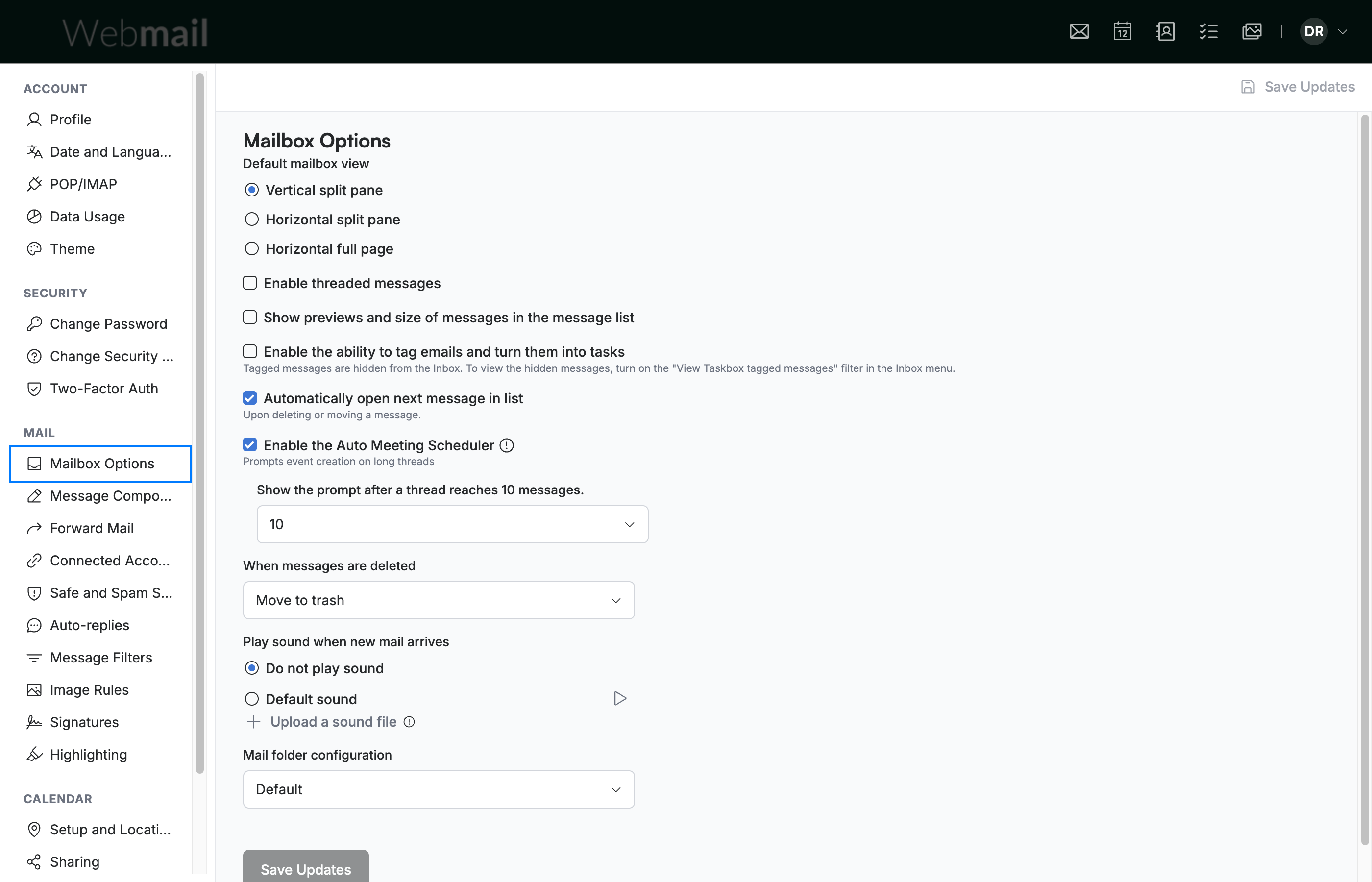 Step 2 — Open Mailbox Options