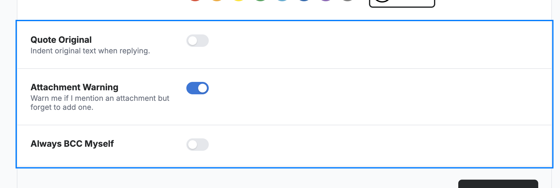 Step 6 — Set the quoting, attachment, and BCC options