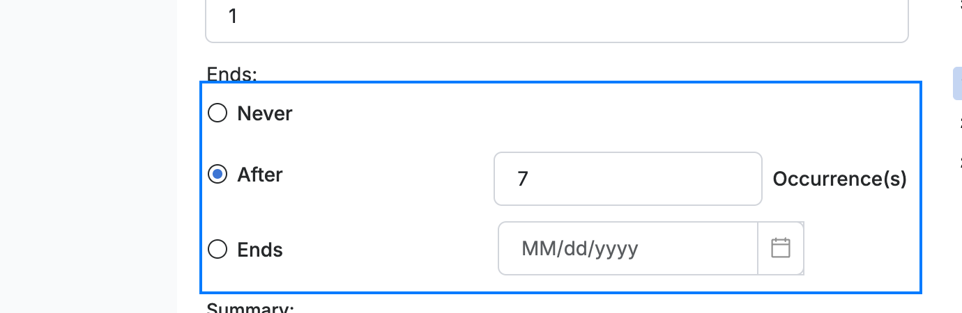 Step 3 — Set the interval and end