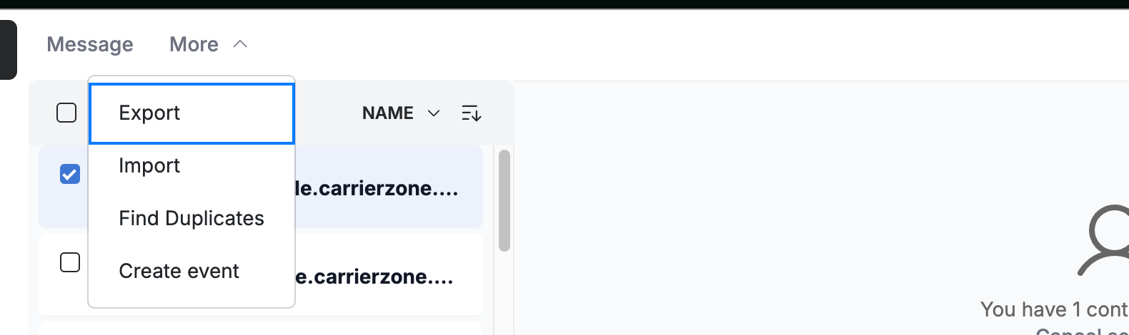 Step 2 — Open Export from the More menu