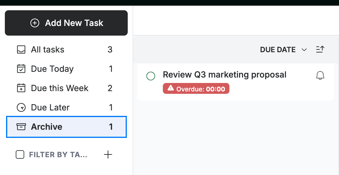 Step 3 — View your archived tasks