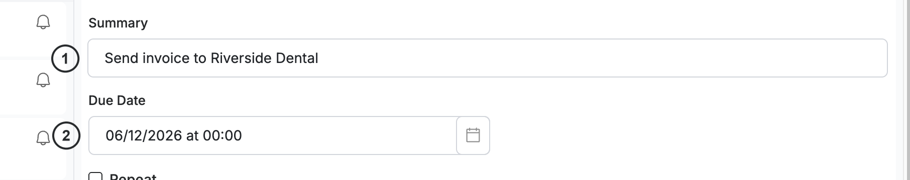 Step 2 — Enter the task details
