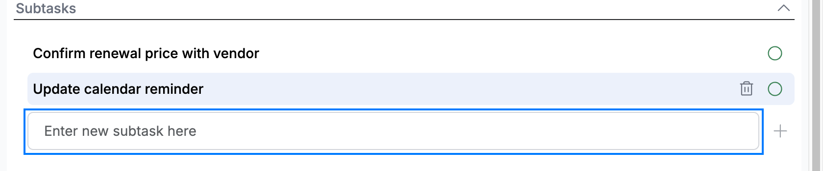 Step 2 — Enter a subtask