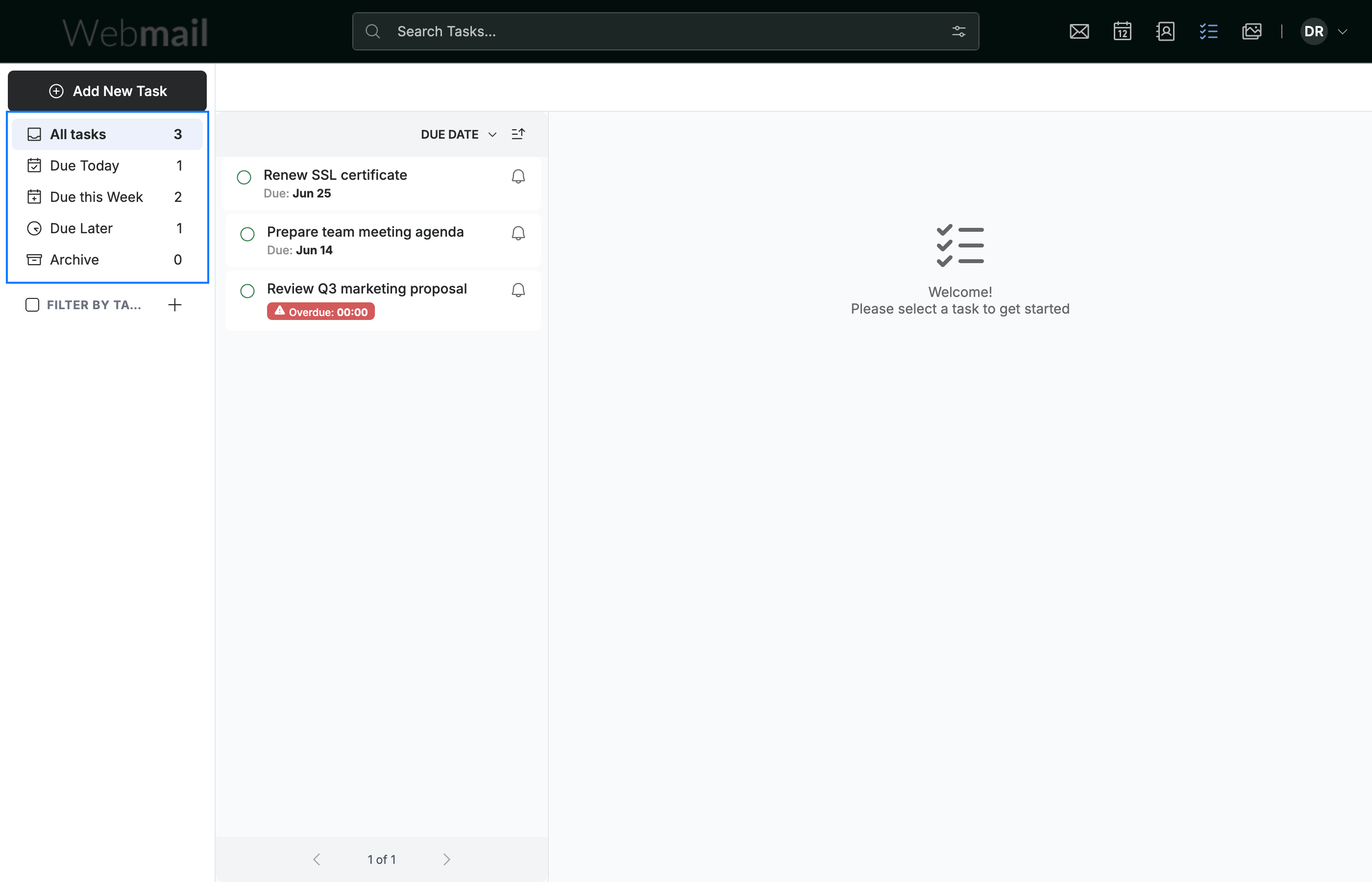 Step 1 — Open TaskBox and find the filters