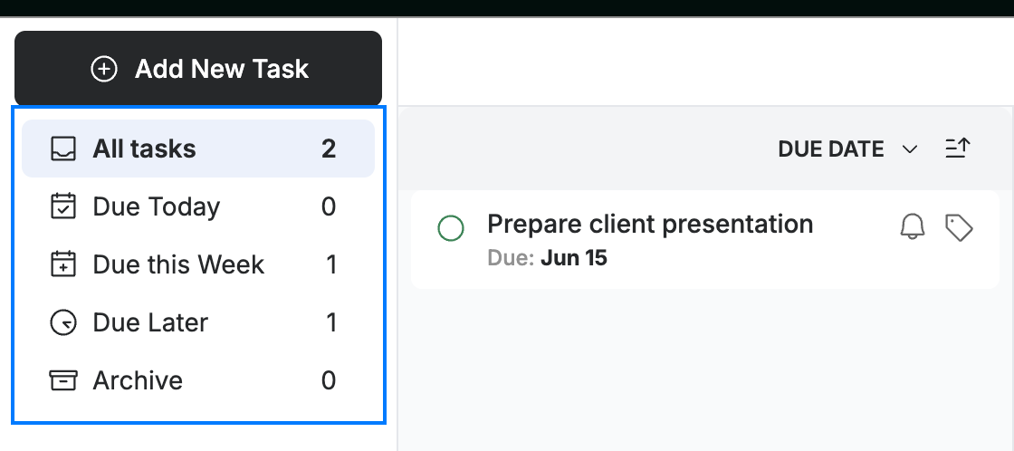 Step 2 — Filter by due date