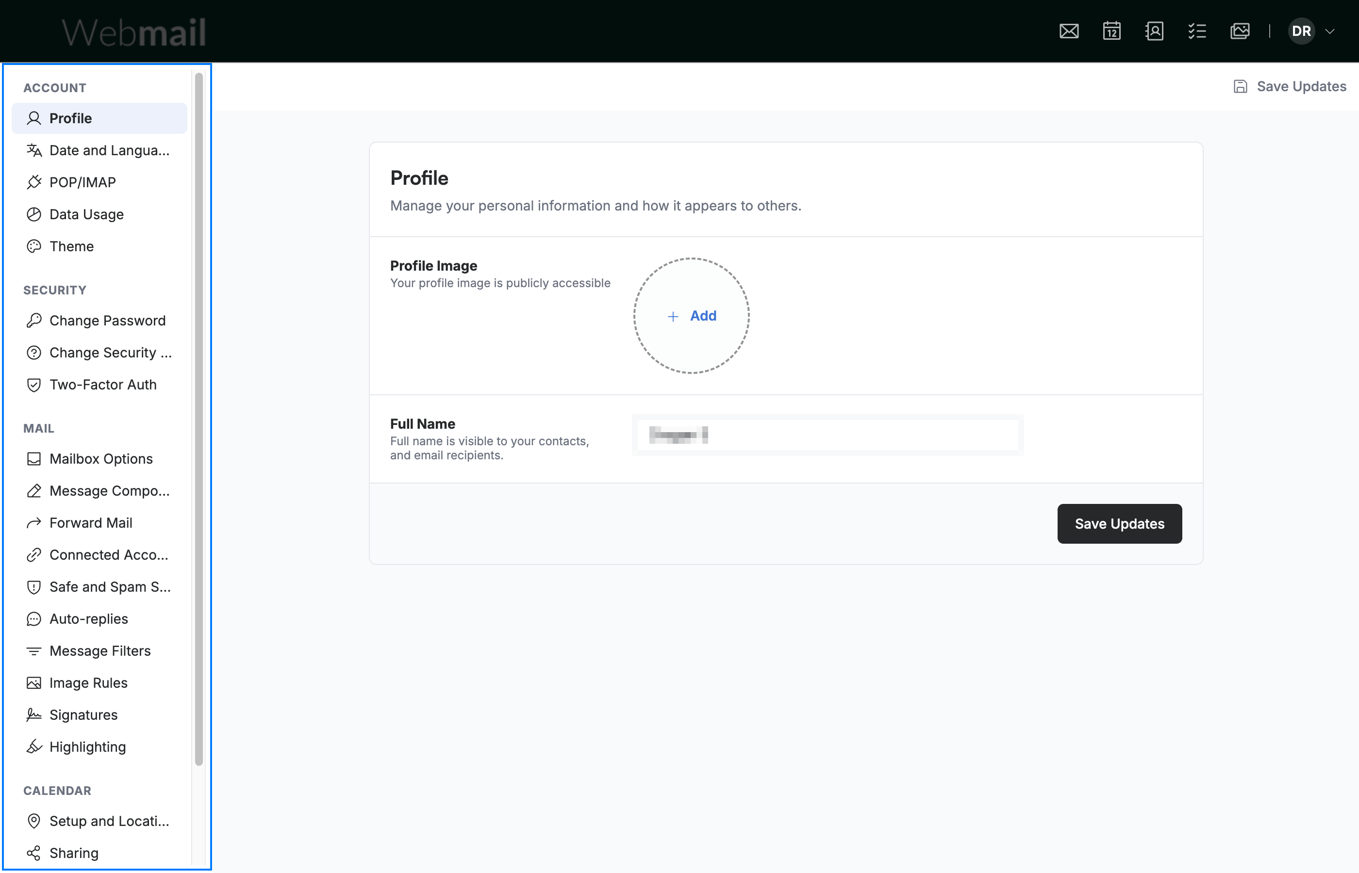 Step 2 — Browse the settings panels